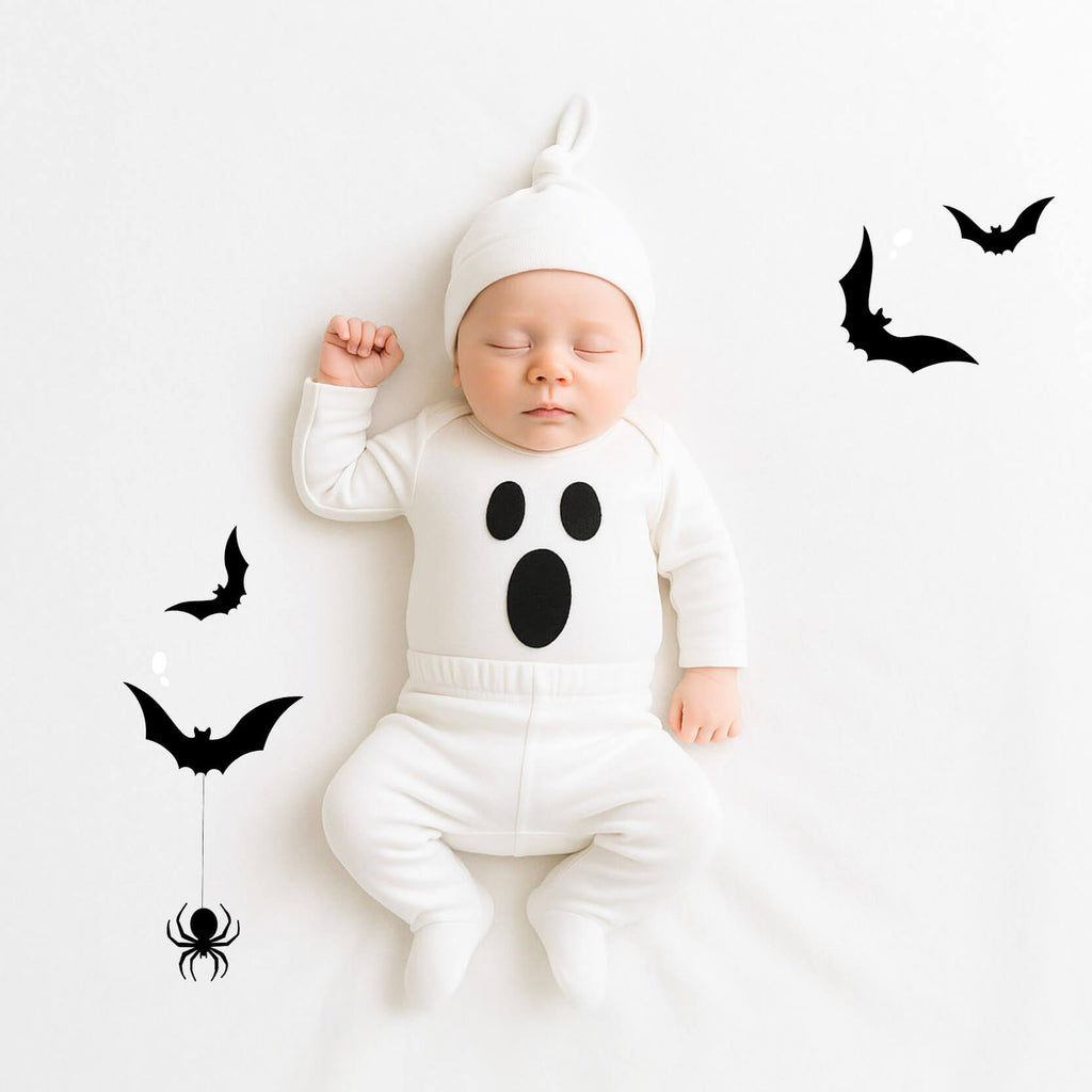 Newborn baby wearing ghost custome