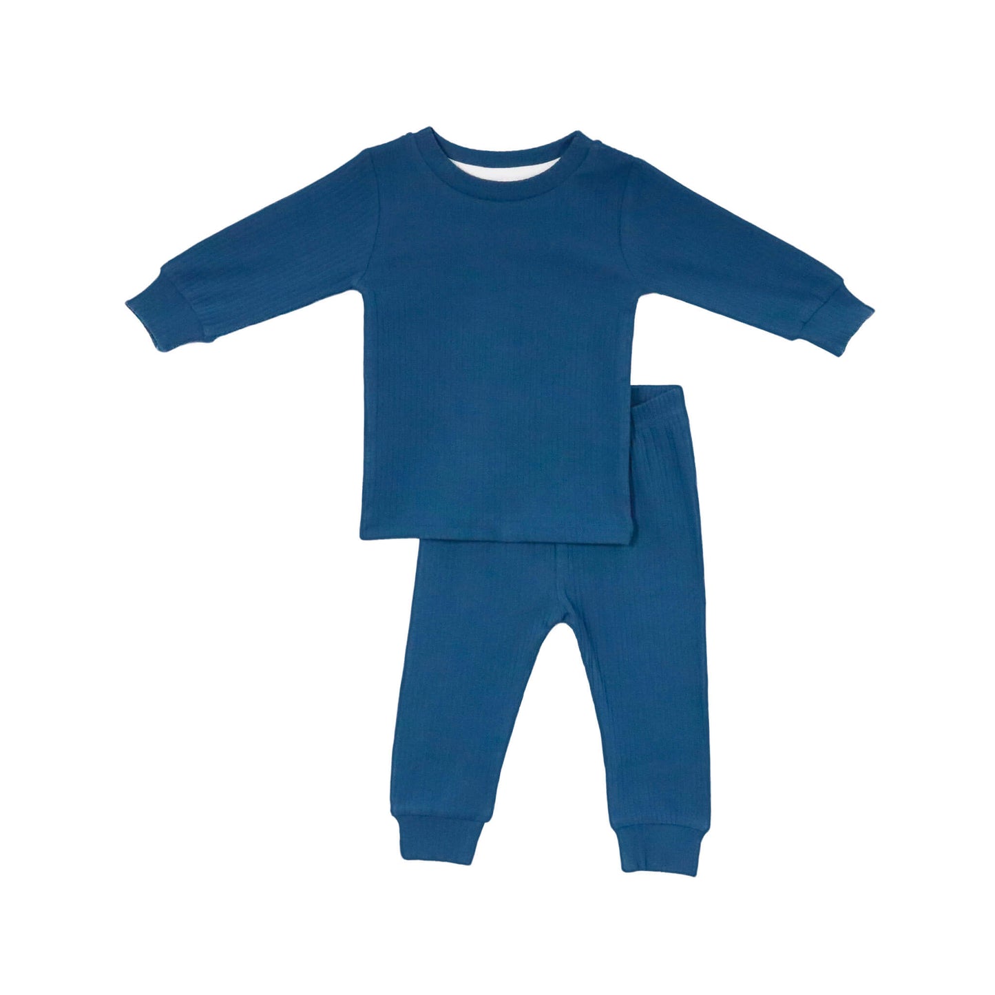 blue baby ribbed pajama set