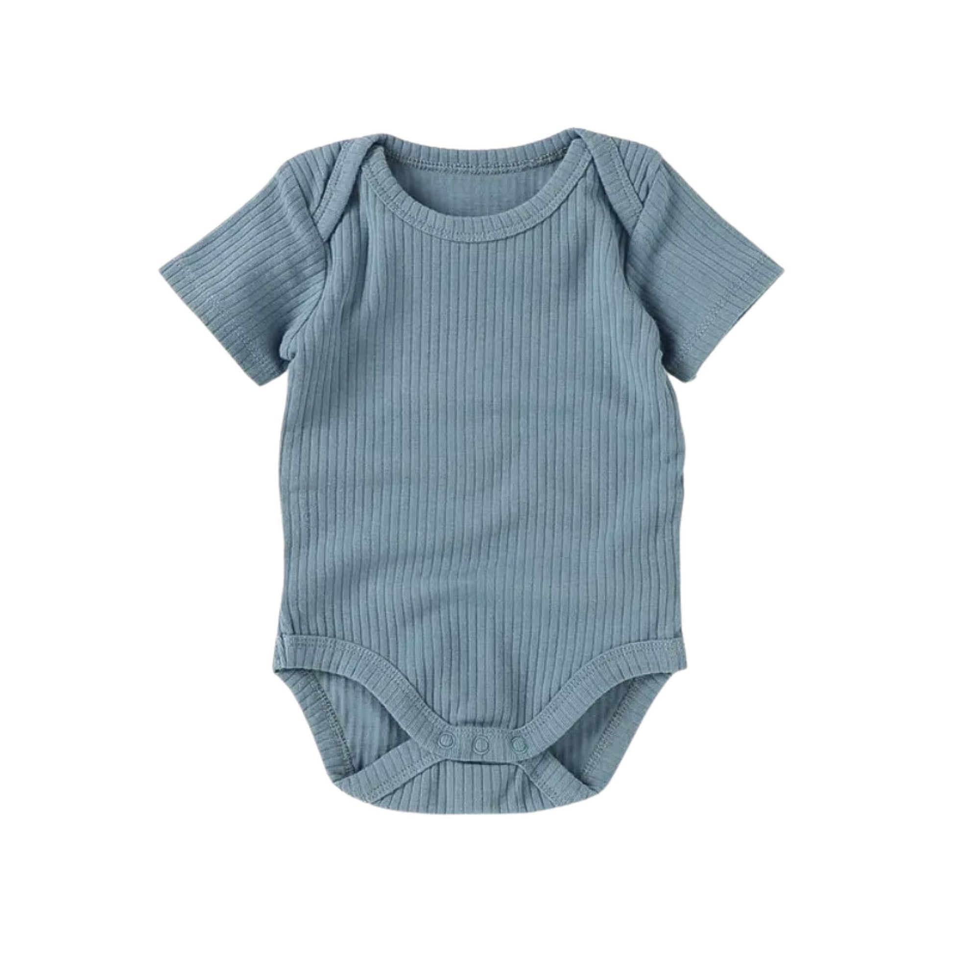 blue ribbed bodysuit made of organic cotton