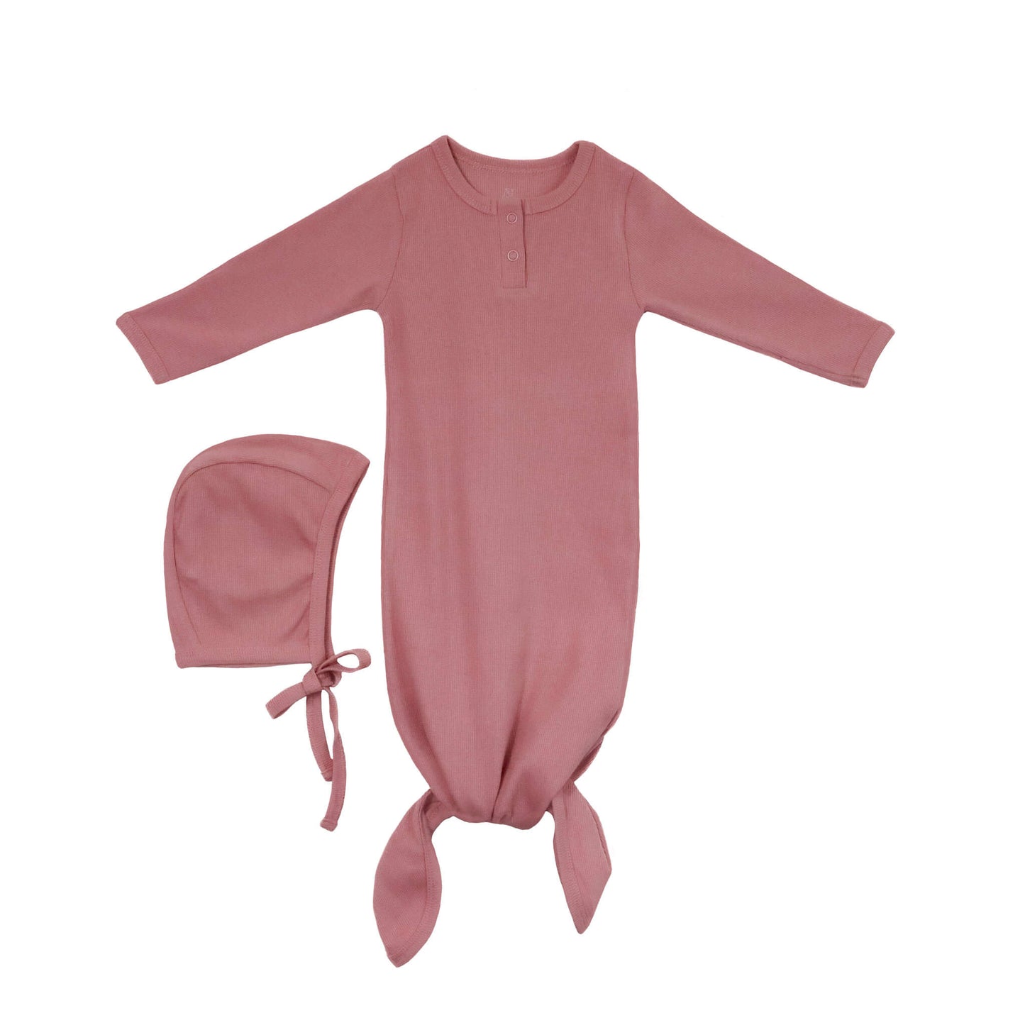 pink ribbed baby gown