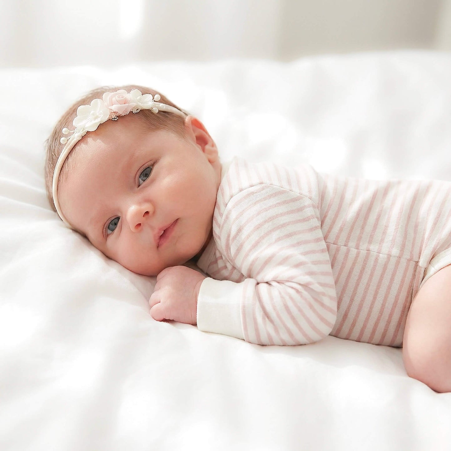 baby girl wearing ink and white bodysuit