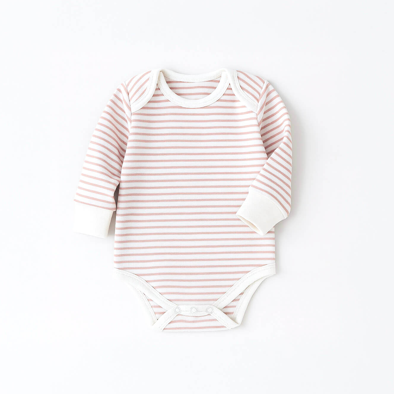 Striped baby onesie on a white background