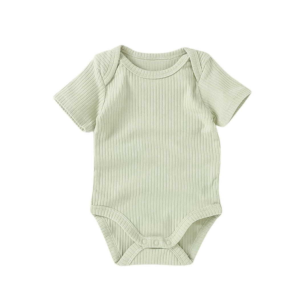 soft mint short sleeve bodysuit made of organic cotton