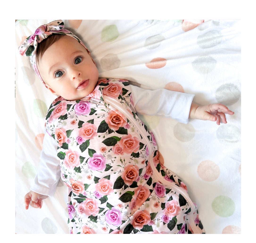 baby girl wearing cuddle sprouts hypoallergenic sleep sack 